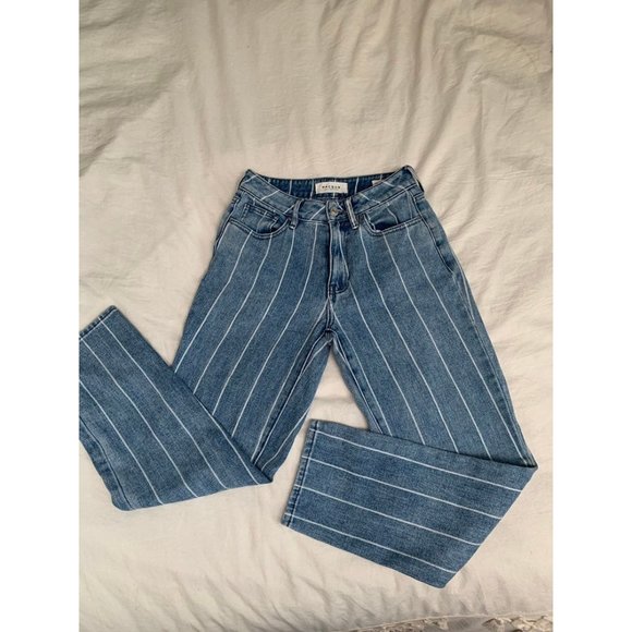 PacSun Mom jeans window pane striped cropped 23 straight - Picture 6 of 12